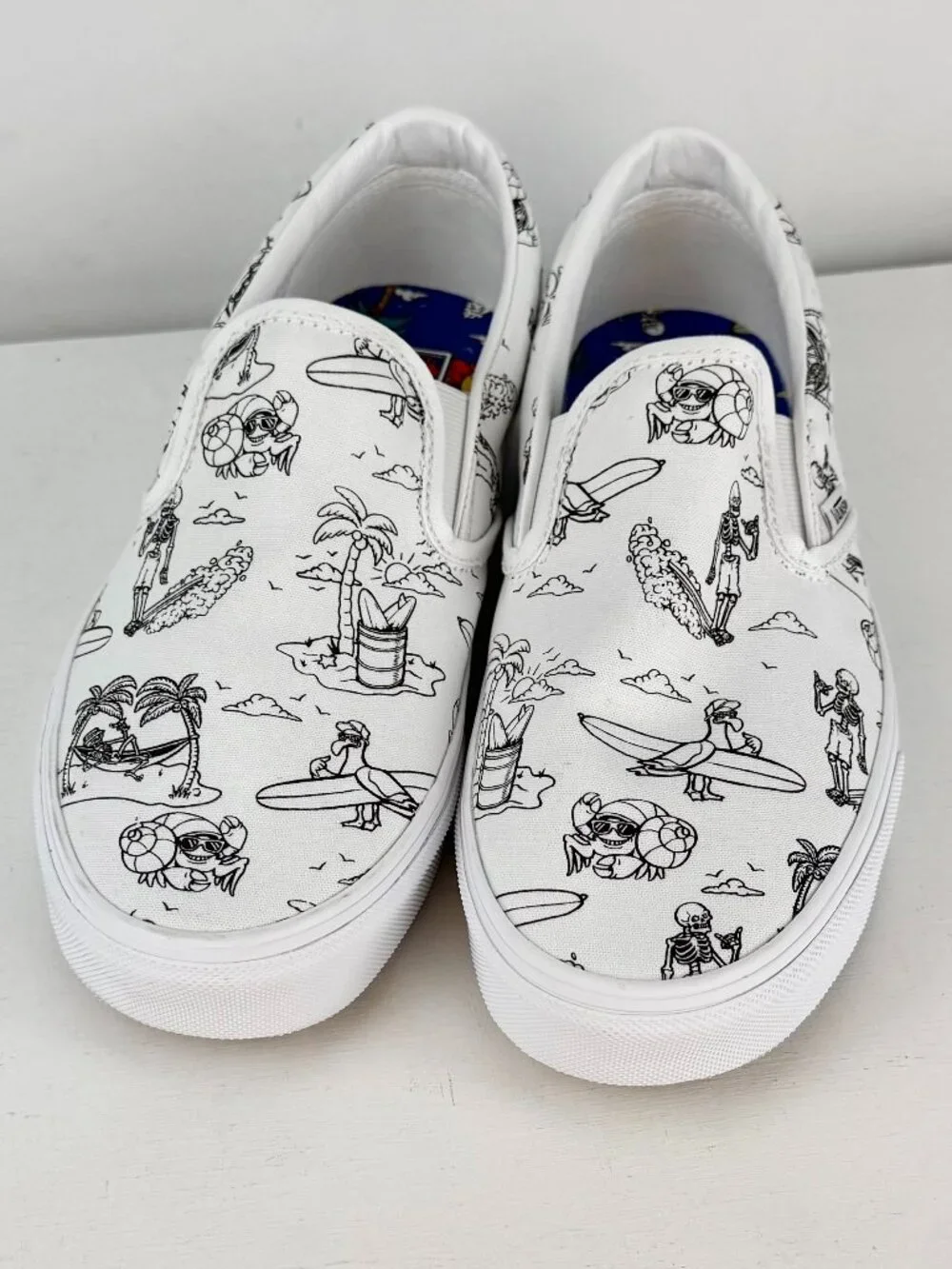 Men's 9.5 Women's 11 -VANS Classic Slip-On Low Tide True White Sneaker-500714